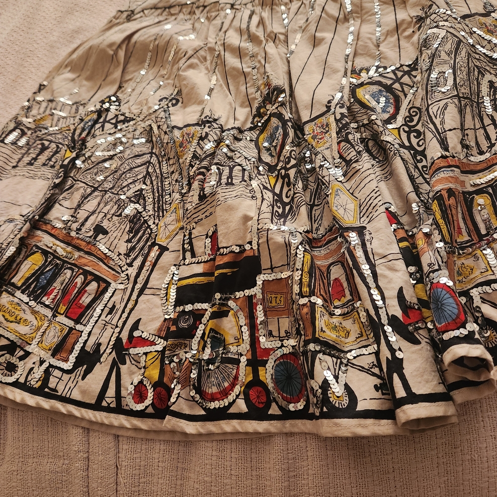 Papillon Blanc Artistic Beige and Black Skirt